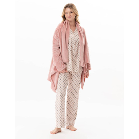 Asymmetrical plush flannel jacket ESSENTIEL Blush | Lingerie le Chat