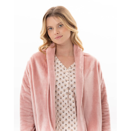 Asymmetrical plush flannel jacket ESSENTIEL Blush | Lingerie le Chat