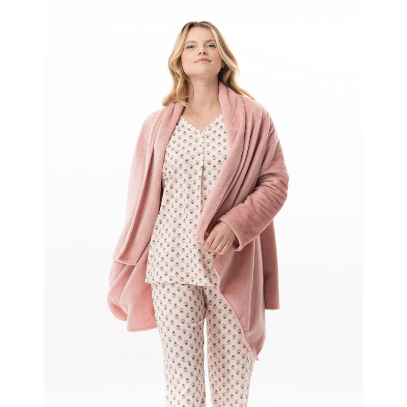 Asymmetrical plush flannel jacket ESSENTIEL Blush | Lingerie le Chat