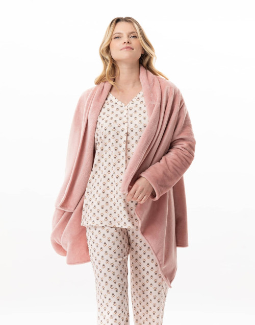 Asymmetrical plush flannel jacket ESSENTIEL Blush | Lingerie le Chat