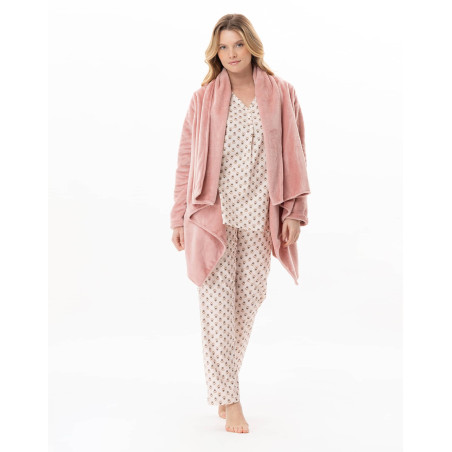 Asymmetrical plush flannel jacket ESSENTIEL Blush | Lingerie le Chat