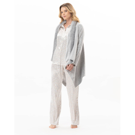 Asymmetrical plush flannel jacket ESSENTIEL Grey | Lingerie le Chat