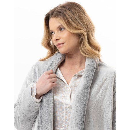 Asymmetrical plush flannel jacket ESSENTIEL Grey | Lingerie le Chat