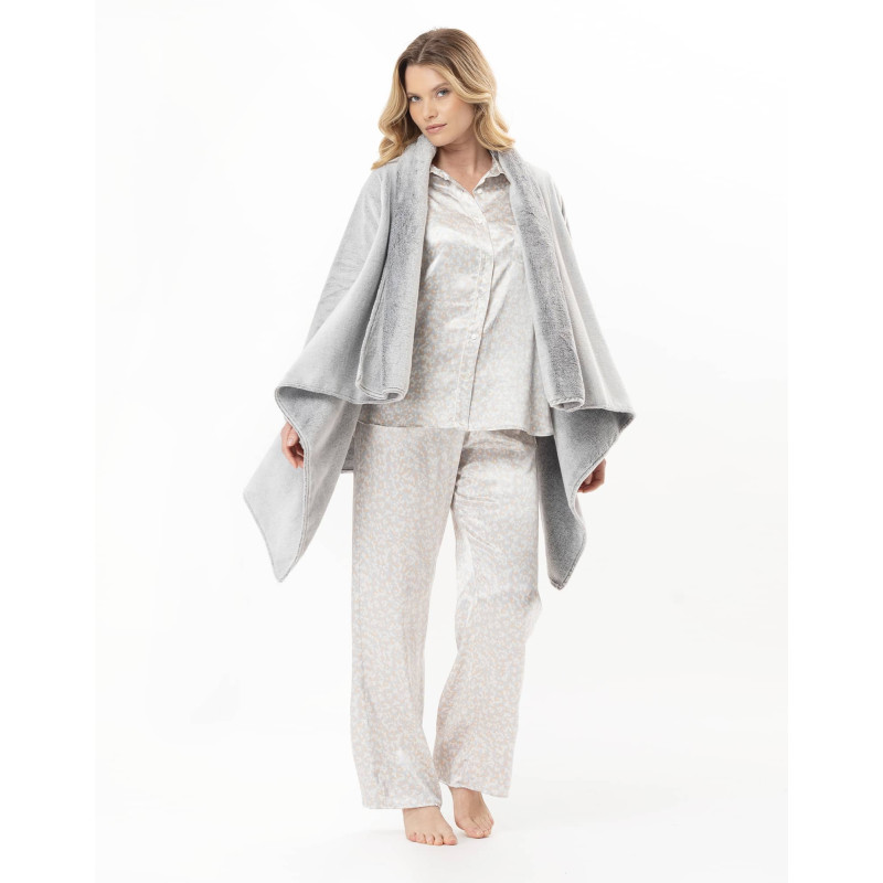 Asymmetrical plush flannel jacket ESSENTIEL Grey | Lingerie le Chat