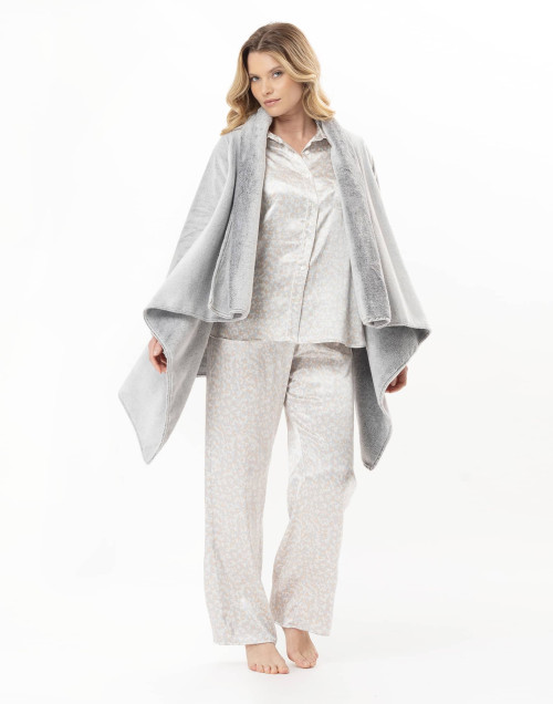 Asymmetrical plush flannel jacket ESSENTIEL Grey | Lingerie le Chat