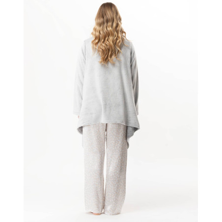 Asymmetrical plush flannel jacket ESSENTIEL Grey | Lingerie le Chat