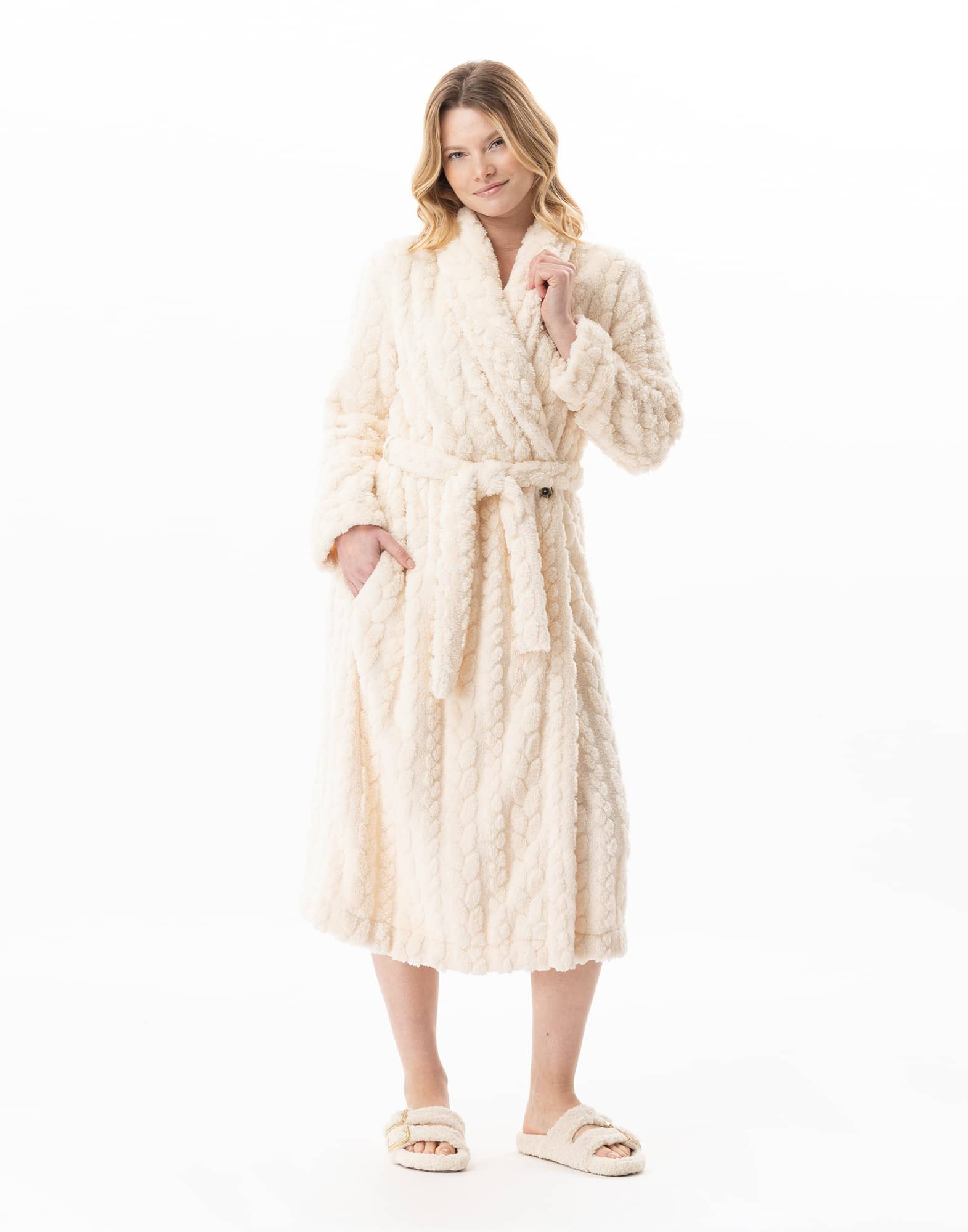 Fancy crossed dressing gown ESSENTIEL Ecru | Lingerie le Chat Fancy crossed dressing gown ESSENTIEL Ecru | Lingerie le Chat