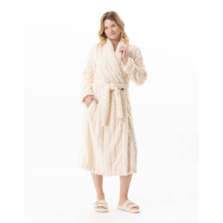 Fancy crossed dressing gown ESSENTIEL Ecru | Lingerie le Chat