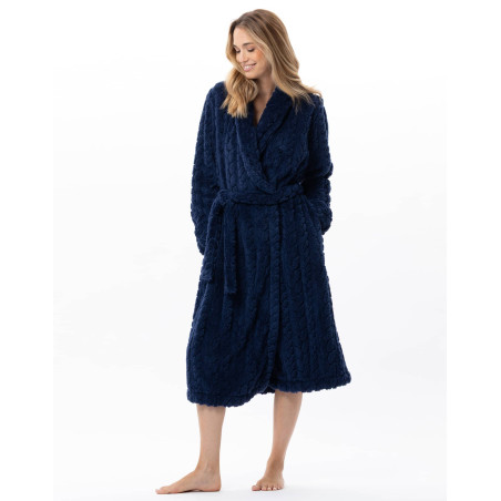 Fancy crossed dressing gown ESSENTIEL Navy Blue | Lingerie le Chat
