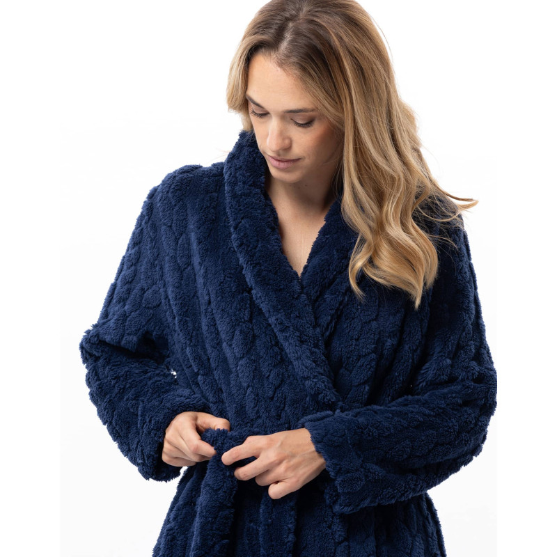 Peignoir croisé effet tressé ESSENTIEL Marine | Lingerie le Chat
