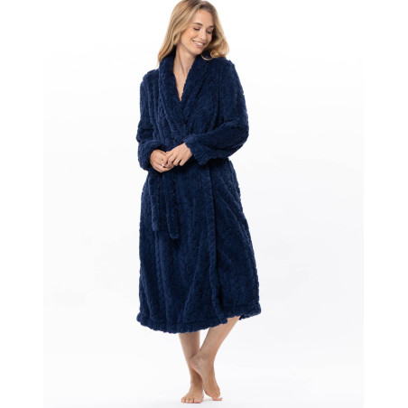 Fancy crossed dressing gown ESSENTIEL Navy Blue | Lingerie le Chat