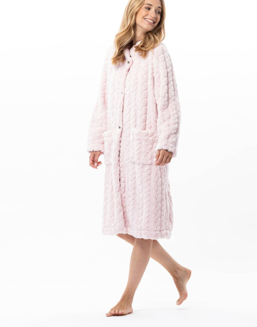 Robe de chambre boutonnée effet tressé ESSENTIEL Bois De Rose | Lingerie le Chat