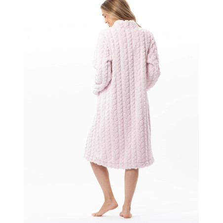 Robe de chambre boutonnée effet tressé ESSENTIEL Bois De Rose | Lingerie le Chat