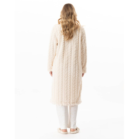 Robe de chambre boutonnée effet tressé ESSENTIEL Ecru | Lingerie le Chat