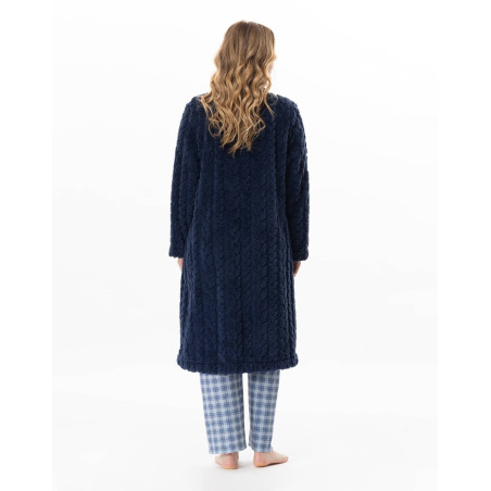 Fancy button-down dressing gown ESSENTIEL Navy Blue | Lingerie le Chat