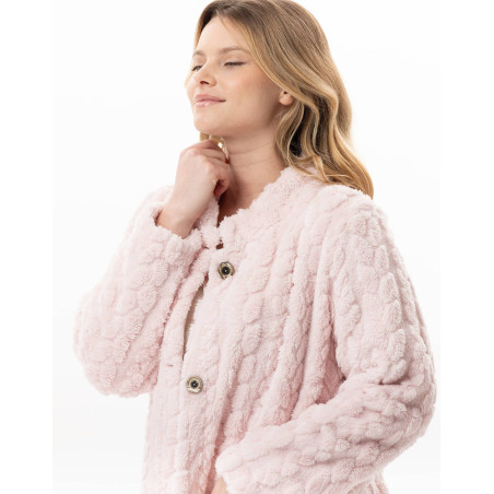 Veste boutonnée effet tressé ESSENTIEL Bois De Rose | Lingerie le Chat