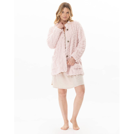 Veste boutonnée effet tressé ESSENTIEL Bois De Rose | Lingerie le Chat