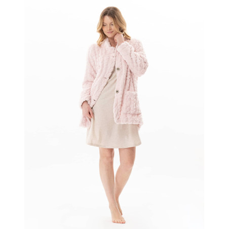 Veste boutonnée effet tressé ESSENTIEL Bois De Rose