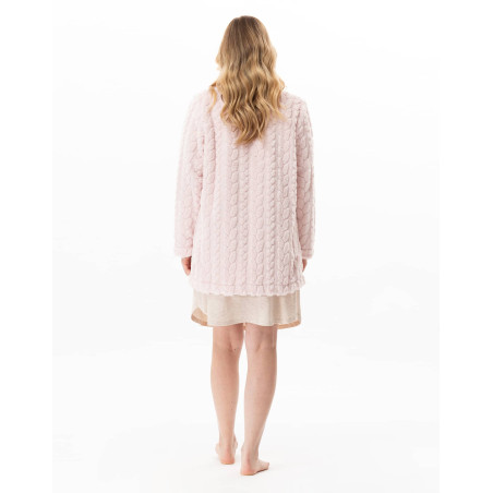 Veste boutonnée effet tressé ESSENTIEL Bois De Rose | Lingerie le Chat