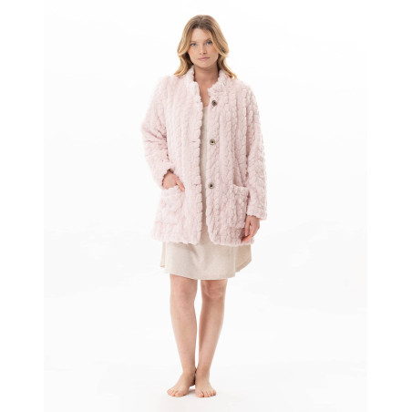 Veste boutonnée effet tressé ESSENTIEL Bois De Rose | Lingerie le Chat