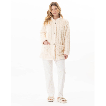 Veste boutonnée effet tressé ESSENTIEL Ecru | Lingerie le Chat