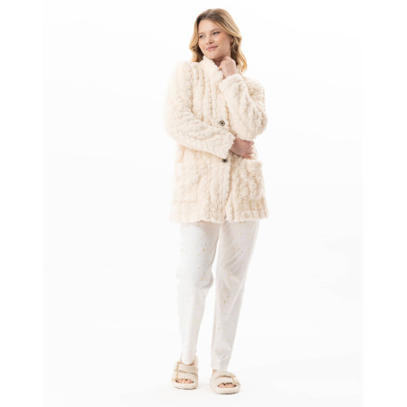 Veste boutonnée effet tressé ESSENTIEL Ecru | Lingerie le Chat
