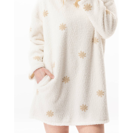 Embroidered hooded tunic ESSENTIEL Ecru | Lingerie le Chat
