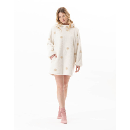 Embroidered hooded tunic ESSENTIEL Ecru | Lingerie le Chat