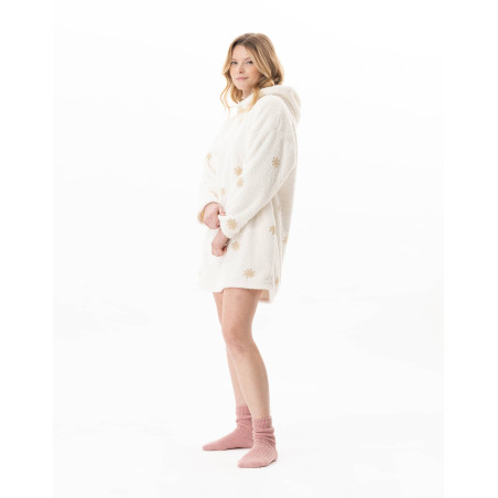 Embroidered hooded tunic ESSENTIEL Ecru | Lingerie le Chat