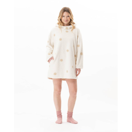 Embroidered hooded tunic ESSENTIEL Ecru | Lingerie le Chat
