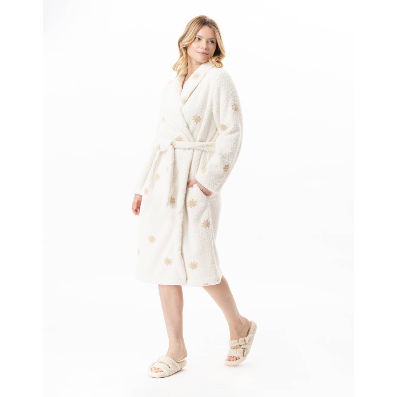 Peignoir croisé à motifs ESSENTIEL Ecru | Lingerie le Chat