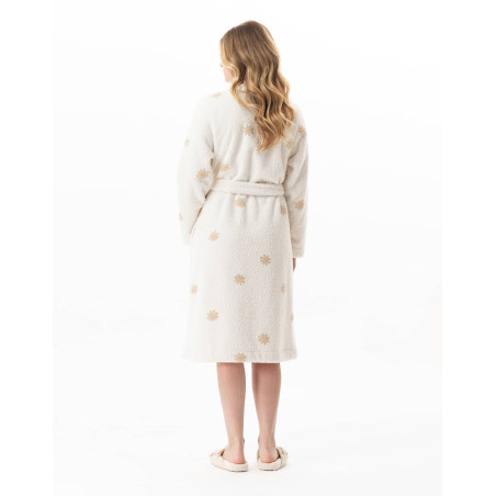 Peignoir croisé à motifs ESSENTIEL Ecru | Lingerie le Chat
