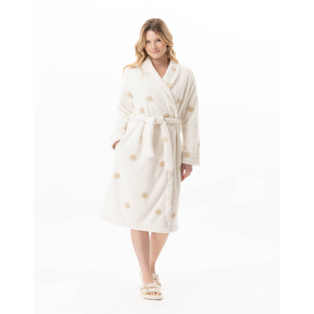 Peignoir croisé à motifs ESSENTIEL Ecru | Lingerie le Chat