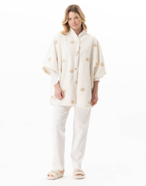 Poncho boutonné à motifs ESSENTIEL Ecru