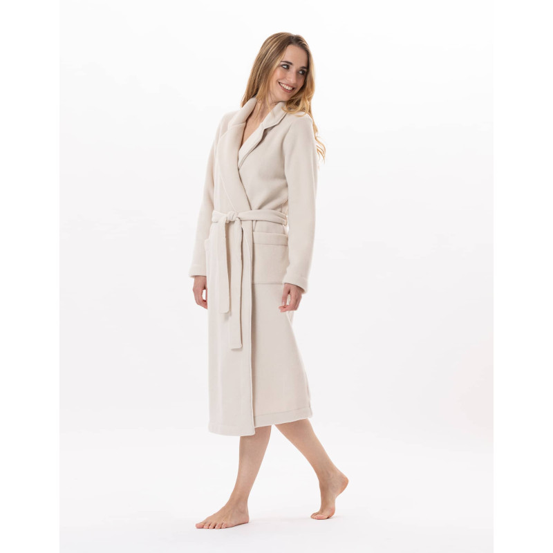 Peignoir croisé en polaire ESSENTIEL Beige | Lingerie le Chat