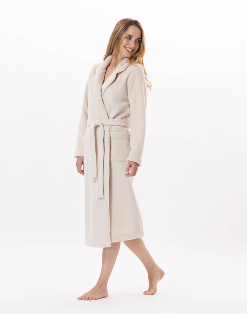 Peignoir croisé en polaire ESSENTIEL Beige | Lingerie le Chat