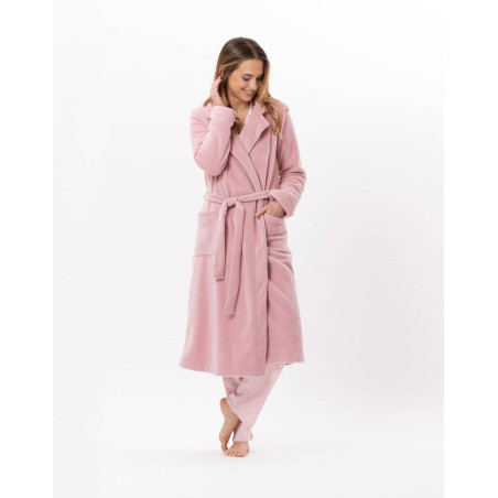Peignoir croisé en polaire ESSENTIEL Blush | Lingerie le Chat