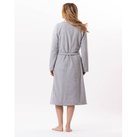 Peignoir croisé en polaire ESSENTIEL Gris Chine | Lingerie le Chat