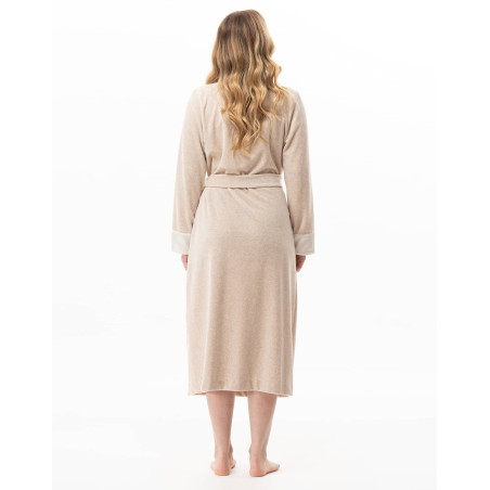 Peignoir croisé en velours ESSENTIEL Beige Chine | Lingerie le Chat