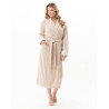 Peignoir croisé en velours ESSENTIEL Beige Chine