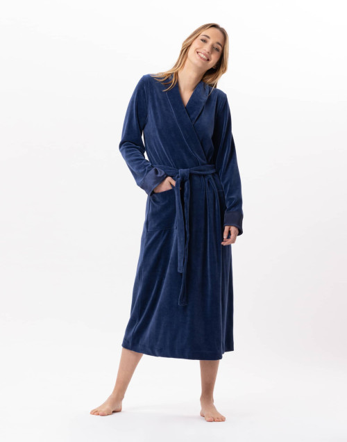 Peignoir croisé en velours ESSENTIEL Prusse