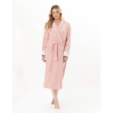 Velvet crossed dressing gown ESSENTIEL Pink | Lingerie le Chat