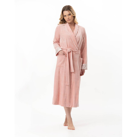 Velvet crossed dressing gown ESSENTIEL Pink | Lingerie le Chat
