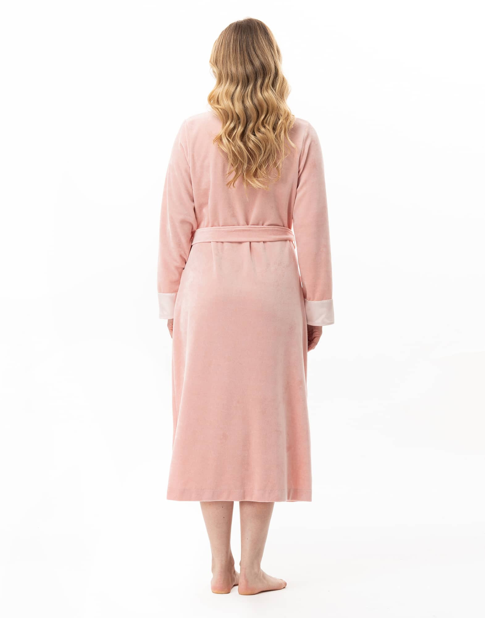 Velvet crossed dressing gown ESSENTIEL Pink | Lingerie le Chat Velvet crossed dressing gown ESSENTIEL Pink | Lingerie le Chat