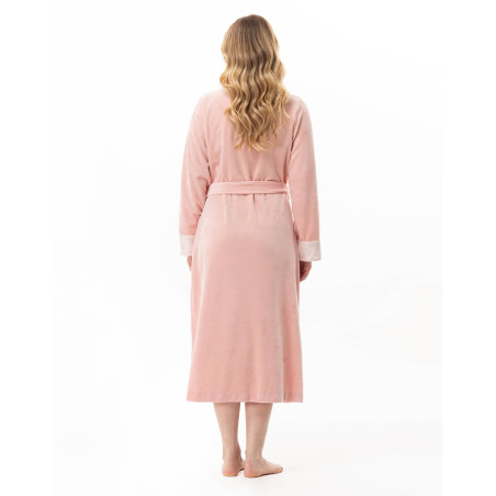 Velvet crossed dressing gown ESSENTIEL Pink | Lingerie le Chat