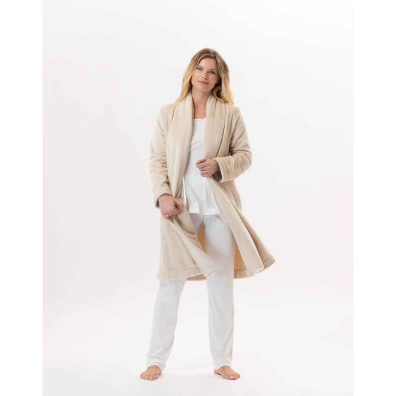 Veste en peluche flanelle ESSENTIEL Coquille | Lingerie le Chat Veste en peluche flanelle ESSENTIEL Coquille | Lingerie le Chat