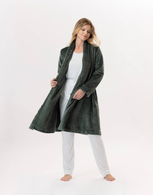 Veste en peluche flanelle ESSENTIEL Lichen