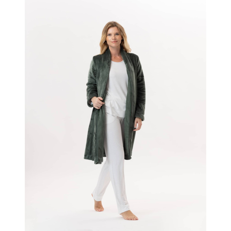 Veste en peluche flanelle ESSENTIEL Lichen | Lingerie le Chat