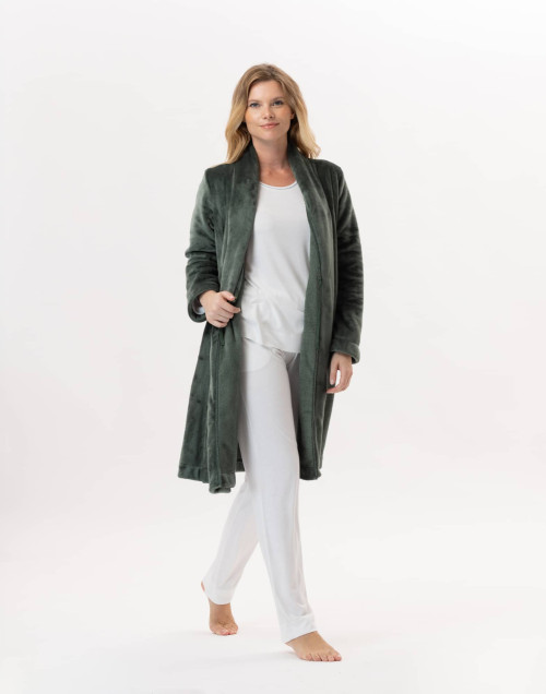 Veste en peluche flanelle ESSENTIEL Lichen | Lingerie le Chat