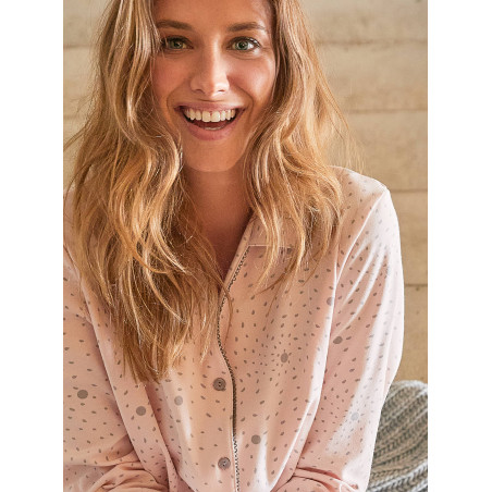 Cotton button-down pyjamas COSY Pink/Grey | Lingerie le Chat